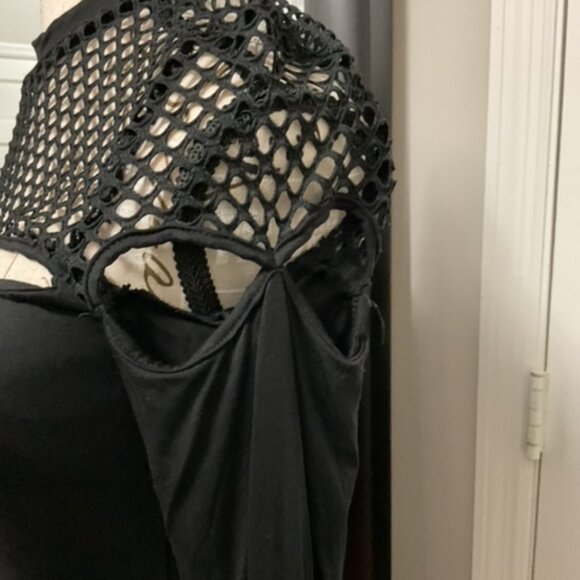 Black Shein Form Fitting Dress - Mesh Top, Size 6 - Picture 7 of 7